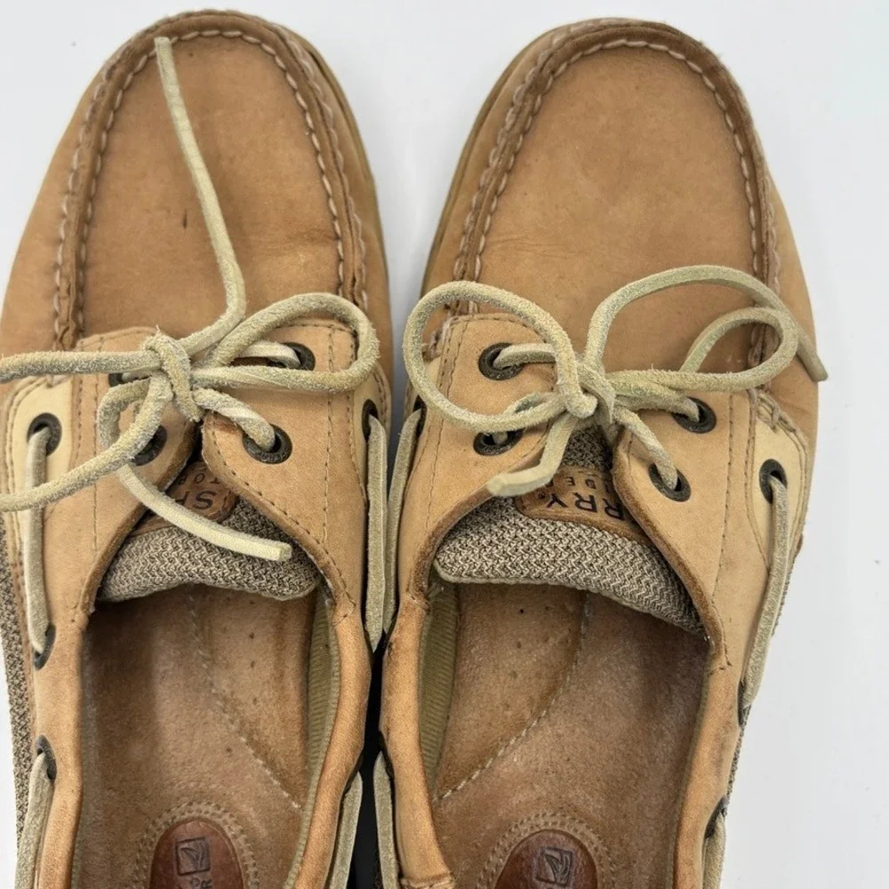 Sperry Boat Shoe Women Sz 8 Tan Leather Nautical Preppy Classic